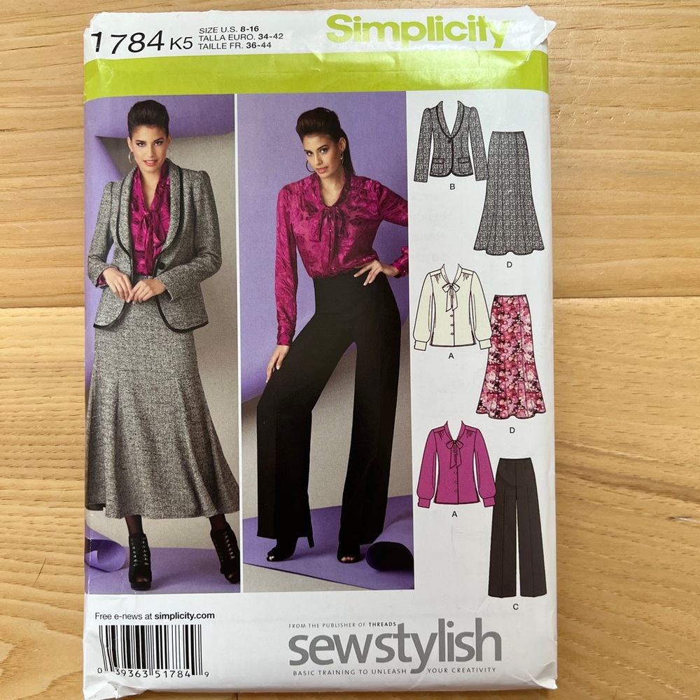 Simplicity 1784, sewing pattern, sizes 8-16